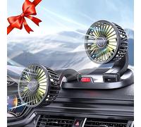AYAROMA Ventilatore per auto da 12 V, rotazione a 360 gradi, regolabile a 2 velocità, ventola di raffreddamento portatile a doppia testa, ventilatore elettrico per auto, per camion, SUV, camper