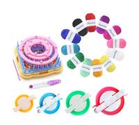 Ayasee Kit di Telai per Tessitura e Lavori a Maglia - Rotondi/Quadrati, Multicolore (Flower Maker + Pom Maker + Filato)