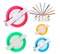 Ayasee Kit per creatore di pompon, pompon per maglieria a telaio, tessitore di aghi, kit per uncinetto per maglieria fai-da-te, 4PSPompom Maker + 10PS punti per maglieria a maglia + 10PS aghi (24)