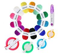 Ayasee Pom Pom Maker 4 Tamaños Pompón Hacedor Pelusa Herramienta Para Lana Aguja Tejedor Tejido DIY para niños y adultos (17b)