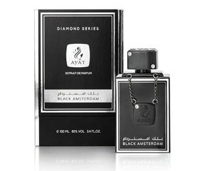 Ayat Perfumes - Eau De Parfum Diamond Series 100 ml Profumo per uomo - Profumo Dubai - Prodotto negli Emirati Arabi Uniti - Fragranza Sensuale Orientale (BLACK AMSTERDAM)