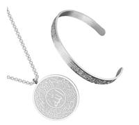 Ayatul Kursi - Set di collana e bracciale in acciaio inox per collo e polso, ornamento per persone fedeli, Acciaio inossidabile