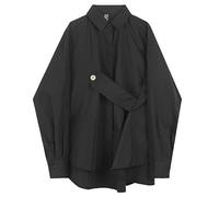 AYAZER Camicetta da Donna Asimmetrica Stile Giapponese Top Streetwear Punk Camicia Nera Fresca Oversize Manica Lunga Bottoni Vestiti-Hei-XL