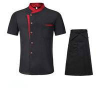 AYAZER Camicia Uniforme da Cuoco Unisex da Cucina per Ristorante, Manica Corta/Lunga, Giacca da Cuoco, Grembiule da Lavoro-Giacca-M