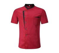AYAZER Camicia Uniforme da Cuoco Unisex per Ristorante, Cucina, Maniche Corte/Lunghe, Giacca da Cuoco, Abiti da Lavoro-Manica Corta_a-S