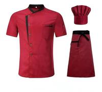 AYAZER Camicia Uniforme da Cuoco Unisex per Ristorante, Cucina, Maniche Corte/Lunghe, Giacca da Cuoco, Abiti da Lavoro-Set_a-L