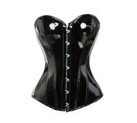 AYAZER Corsetto Overbust da Donna Sexy in Pelle Lucida PU Nuova Lingerie Steampunk Top Corsetto Gotico Sexy Allenatore in Vita in Pelle di Alta qualità-Nero-S