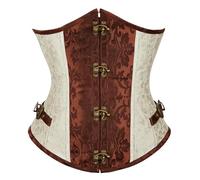 AYAZER Corsetto Steampunk Gotico Vintage in Ecopelle Top da Donna Burlesque Bustier Sexy Lingerie Taglie Forti Corsetto Modellante per Il Corpo con lacci-2980marrone-XXL