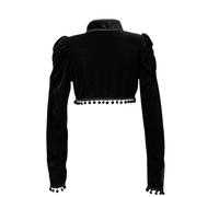 AYAZER Giacca Corta in Velluto Nero Gotico Steampunk Giacca Corta a Maniche Lunghe Donna Bolero da Festa Cappotto Vittoriano Corsetto Vintage Accessori Capispalla-Nero-S