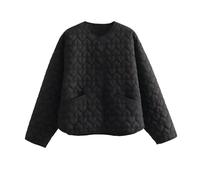 AYAZER Giacca da Donna in Cotone Leggero a Forma di Cuore Allentato Leggero Autunno e Inverno-Nero-L