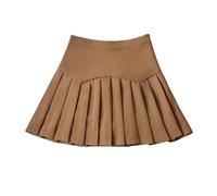AYAZER Gonna a Pieghe Anti-Esposizione a Vita Alta, Pantaloni con Gonna a Trapezio Dimagranti Stile College Che riducono l'età-Marrone-M