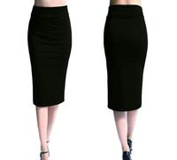 AYAZER Gonna a Tubino da Donna Longuette Attillata Elasticizzata da Ufficio Lavorata a Maglia a Vita Alta a Metà Polpaccio XL-Nero-S