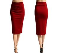 AYAZER Gonna a Tubino da Donna Nuova Gonna Midi Attillata Elasticizzata da Ufficio da Donna Gonna Lavorata a Maglia a Vita Alta a metà Polpaccio XL-Rosso-S