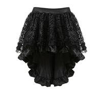 AYAZER Gonna da Pirata con Corsetto in Pizzo da Donna Costume da Burlesque retrò da Donna Taglie Forti-Gonna Nera-XL