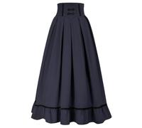 AYAZER Gonna Svasata Rinascimentale da Donna a Vita Alta con Orlo Arricciato Gonna Lunga gonne Lunghe Vintage con Tasche Abbigliamento da Lavoro da Ufficio-Blu Intenso-XXL