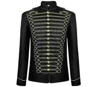 AYAZER King Costume Cosplay Colletto alla Coreana Ricamato in Oro Giacca retrò Banda Militare Batterista Giacca Punk Rock Star-Bordi Dorati-S