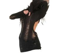 AYAZER Nuovo Abito Sexy Gotico estetico Harajuku Street Abito in Maglia Senza Schienale a Maniche Lunghe con Buco strappato retrò per Donna-Nero-M