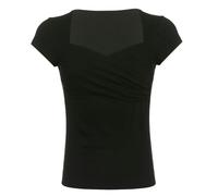 AYAZER Top T-Shirt Snellente Basic da Donna con Collo Quadrato e Pieghe Incrociate in Tinta Unita-Nero-M