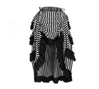 AYAZER Volant a Righe Bianche RegolabiliLunghezza Asimmetrica DonnaGonna Vintage Steampunk Abbigliamento Gotico Vittoriano Gonne Lunghe-Nero-XL