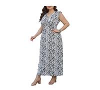 AYBIOSD Abito Boho Plus Size per Donne Abito Estivo con Scollo A V Senza Maniche Maxi Abito da Spiaggia Swing Abiti Lunghi,Bianca,XL