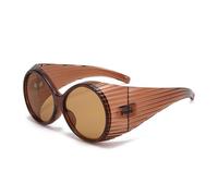 AYBIOSD Donna Occhiali da Sole Rotondi Oversize Polarizzati Steampunk Trendy Occhiali da Sole Uomo Retro Party Occhiali da Sole Protezione UV400,Ottone