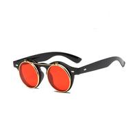 AYBIOSD Occhiali da Sole Polarizzati retrò Rotondi Flip Up Occhiali da Sole Steampunk Uomo Donna Protezione UV400 per Guida Ciclismo Viaggio,Rosso