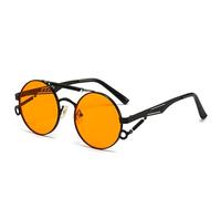 AYBIOSD Occhiali da Sole Rotondi di Moda per Donne Uomini Polarizzati Retro Shades Grandi Occhiali da Sole con Montatura in Metallo Protezione UV400,Arancia