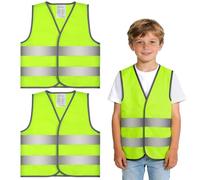 AYBUY 2 Pezzi Giubbotto di Sicurezza per Bambini, Gilet Alta visibilità Bambini, Giubbotto Catarifrangente Bambino per Corsa, Ciclismo, Gite Scolastiche (S, Giallo fluorescente)