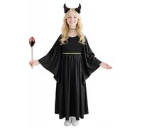 AYBUY 4 Pezzi Set Costume da Diavolo, Costume da Halloween per Bambina, Accessori per Diavolo con Fascia per Corna, Tridente e Collana, per Festa Carnevale Halloween Cosplay, 150CM