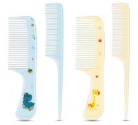 AYBUY 4 Pezzi Set Pettini Carini per Bambine, Pettine per Capelli Carino Set con Pettine a Denti Fini e Coda di Topo, Pettine per la Riga dei Capelli per Donne Ragazze (Blu + Giallo)