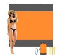 AYBUY Coperta da Spiaggia, Coperta Picnic Portatile, 200 * 210cm Tappeto da Picnic Anti Sabbia, con 4 perni di Fissaggio, Adatto per Campeggio, Viaggi e Altre attività all'aperto(Colore Arancione)