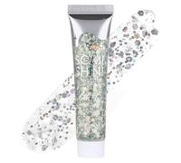 AYBUY Glitter Corpo Gel, 18g Gel Glitter Viso, Make up gel, Viso, Capelli, Unghie, Occhi, Labbra, Chunky Brillantini per capeli Decorazione per Musica, Festival, in Maschera(A-Argento)