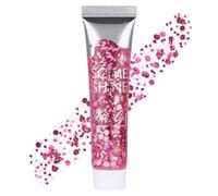 AYBUY Glitter Corpo Gel, 18g Gel Glitter Viso, Make up gel, Viso, Capelli, Unghie, Occhi, Labbra, Chunky Brillantini per capeli Decorazione per Musica, Festival, in Maschera(A-Rosa)