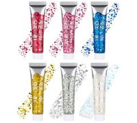 AYBUY Glitter Corpo Gel, 6 Pezzi Gel Glitter Viso,Concert Glitter Gel per Corpo, per Corpo, Viso, Capelli, Unghie, Chunky Glitter Decorazione per Musica, Festival, in Maschera(A)