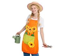 AYBUY Grembiule Girasole, Grembiule da Giardinaggio, Costume da Giardiniere con Ampie Tasche Anteriori per Unisex per Costumi da Giardinaggio, Carnevale e Feste a Tema, Arancione