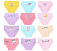 AYBUY Mutande in Cotone Intimo Bambina Cartone Animato, Pacco da 12 Slip in Cotone per Ragazze Intimo, Bambine Mutandine con Vari Motivi 2-10 Anni, M (Stile B)