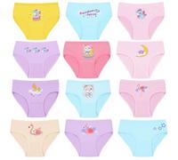 AYBUY Mutande in Cotone Intimo Bambina Cartone Animato, Pacco da 12 Slip in Cotone per Ragazze Intimo, Bambine Mutandine con Vari Motivi 2-10 Anni, M (Stile A)
