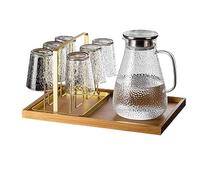 AYCDL Brocca per Acqua Fredda, Set per La Casa, Bollitore per Acqua Fredda, Teiera in Vetro Resistente alle Alte Temperature, Grande capacità, Bollitore Bianco Fredd,Gold