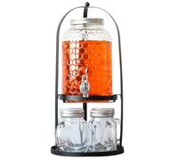 AYCDL Distributore d'acqua vintage da 4 litri con beccuccio a tenuta stagna e supporto in metallo, ideale per feste e riunioni di famiglia, bocca larga per un facile riempimento, include 4 tazze