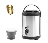 AYCDL Distributore di bevande, in acciaio inox 304, per bevande calde e fredde, secchiello isolato per tè e latte, erogatore per acqua calda con 1 pieghevole, nero, 18 l