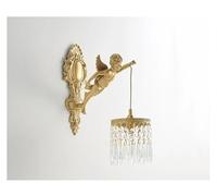 AYCDL Lampada da Parete in Cristallo con Fiore Pendente in Rame in Stile Vintage Francese, per Corridoio, Ingresso, Veranda, Balcone, Illuminazione da Comodino, Appli,Clear-Right