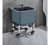 AYCDL Lavello portatile per mocio, autoportante, con rullo, soluzione multiuso ideale per uso commerciale in scuole, hotel e altro ancora, nero chiaro, 40 x 50,5 cm