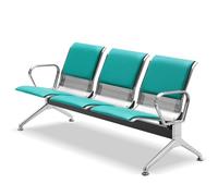 AYCDL Moderno divano a 3 posti per sala d'attesa, in pelle PU, con schienali e braccioli, gambe in metallo alla moda, ideale per ufficio, salone, banca, blu, taglia unica, verde, taglia unica