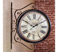 AYCDL Orologio da Stazione, Orologio da Parete in Stile Antico, Orologio da Stazione Bifacciale, Orologio da Stazione Vintage per Interni E da Giardino,B