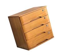 AYCDL Scatola Portaoggetti in Legno Massello - Mobiletto Portadocumenti Piatto, Scatola Portaoggetti da Scrivania in Legno con Cassetti Chiudibili A Chiave, Organize,4 Layer