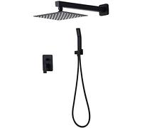 AYCDL Set di rubinetti per doccia nero, set combinato doccia miscelatore di lusso da bagno, soffione doccia a pioggia ad alta pressione da 8 pollici, sistema doccia a parete in ottone