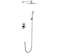 AYCDL Set miscelatore per rubinetto doccia, miscelatore a pioggia per bagno, set combinato cromato per doccia a parete, con testa ad alta pressione, soffione quadrato a mano Hea, nome_dimensione-20,3