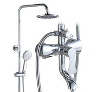 AYCDL Sistema doccia a parete, set doccia regolabile cromato con soffione doccia sopraelevato, miscelatore in ottone per bagno hotel