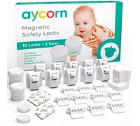 AYCORN Serrature magnetiche a prova di sicurezza per bambini e neonati, 10 serrature e 2 chiavi, installazione facile in pochi secondi, senza viti o perforazioni