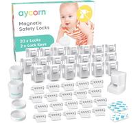 AYCORN Serrature magnetiche a prova di sicurezza per bambini e neonati, 20 serrature e 2 chiavi, installazione facile in pochi secondi, senza viti o perforazioni